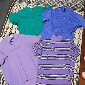 Mens Polo Shirt Set - Green, Blue, Purple Stripes.  See all photos!  You get 4!!